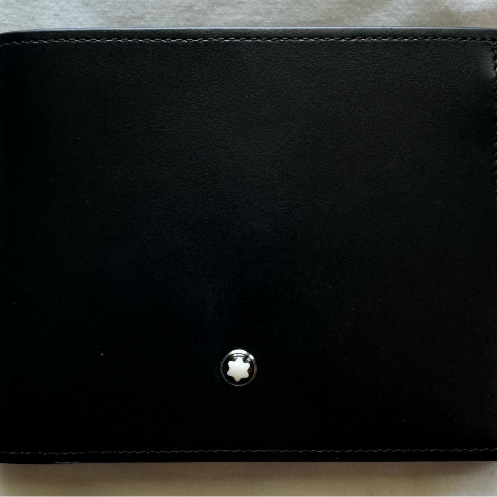 Montblanc Black Leather Meister Wallet 6cc with Iconic Emblem, 100% Genuine, NWT